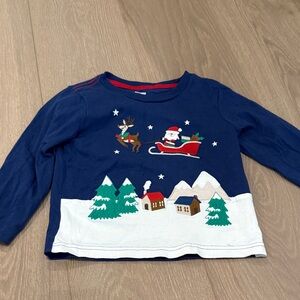 Gymboree Kids Navy Santa & Reindeer Long Sleeve Tee Size 2T